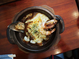 シーフードの焼きカレー