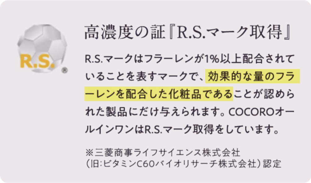 COCOROオールインワンはフラーレンマーク取得済み